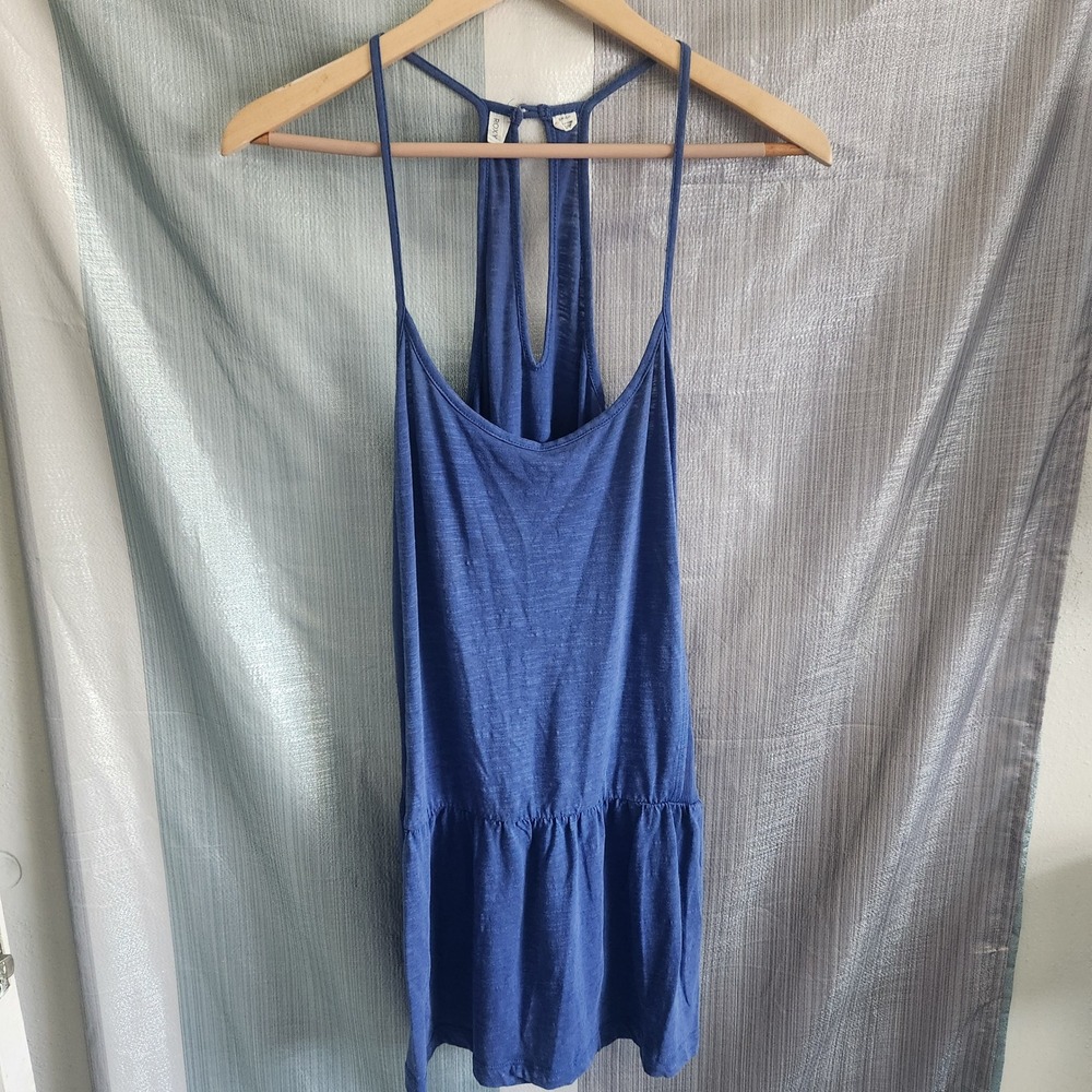 Roxy Womens Blue Swim Cover-Up Ruffle Mini Sundress S Surfside Beach Coastal y2k